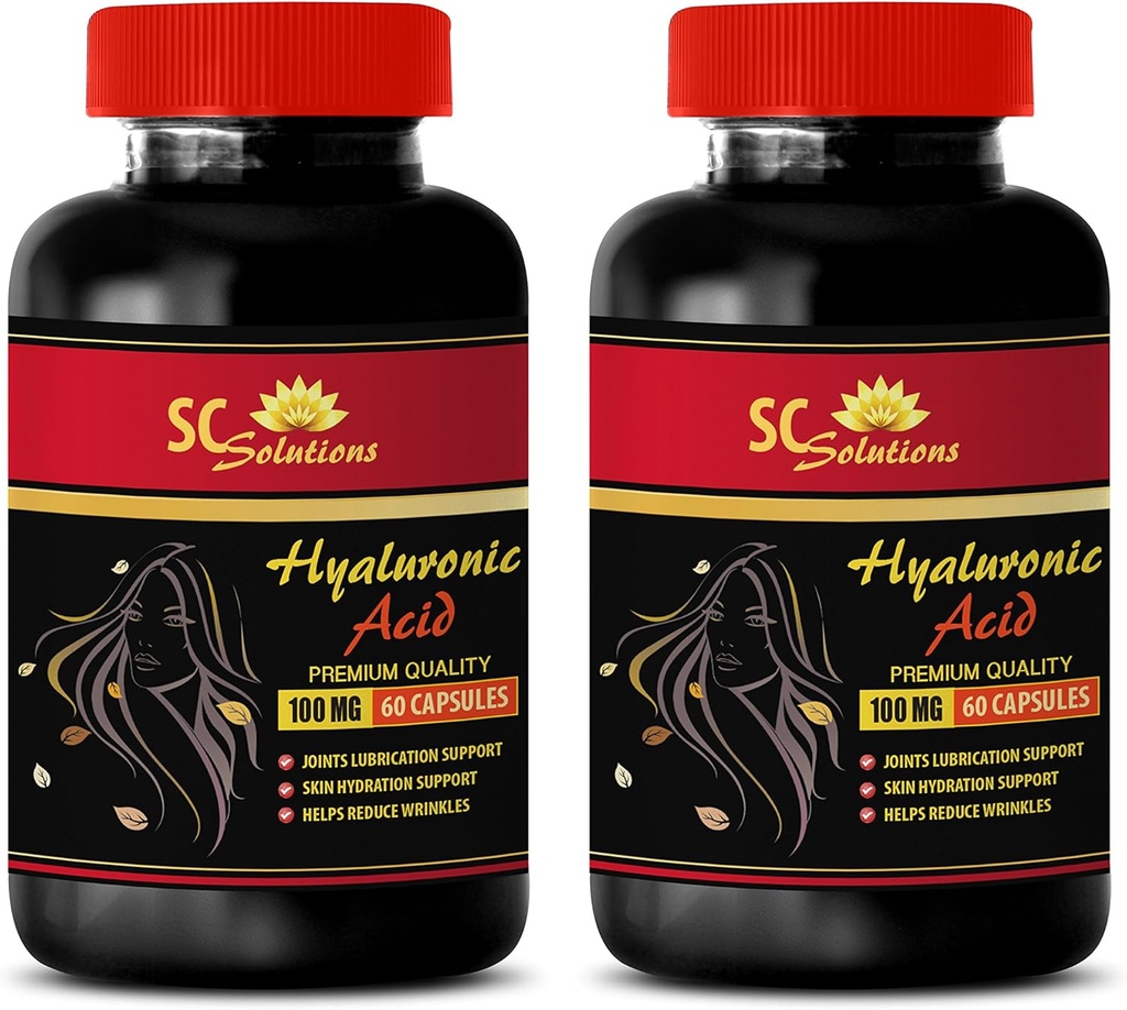 Antiveroudering Capsules voor gezicht - HYALURONIC Acid Pillen 100 mg - hyaluronzuur Supplementen voor ogen - 2 flessen 120 capsules