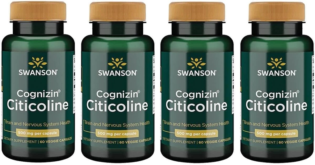 Swanson Cognizin Citicoline 1.000 Milligrammen 60 Veg Capsules (4 verpakkingen)