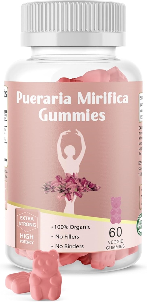 Pueraria Mirifica Gummy Organic Supplement - Pure Root 10:1 Concentrated Extract 60 Veggie Gummies, Premium - for Transgender. Women, Men…