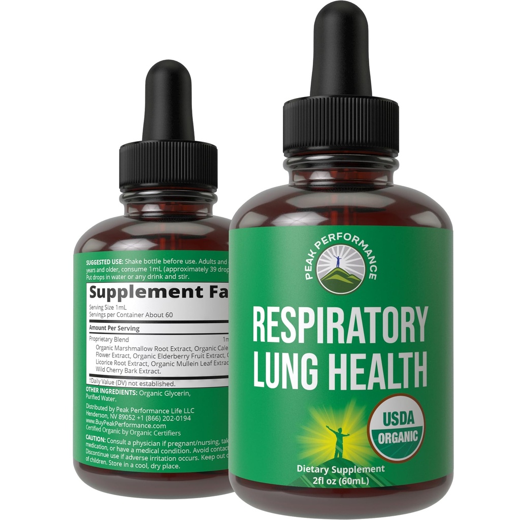 USDA Biologische Long Detox Voor Rokers En Niet Rokers met 6 Top Ingrediënten. Mullein Leaf, Marshmallow Root, Calendula. Longen reinigen voor een betere ademhalingsgezondheid. Liquid Drops Tinctuur Supplement