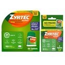 Zyrtec 24-uurs Allergie Relief Tablets, Indoor & Outdoor Allergie Medicine met 10 mg Cetirizine Hydrochloroide Antihistamine, Waardebundel van één, 90 ct Fles & Three, 1 ct Travel Packs