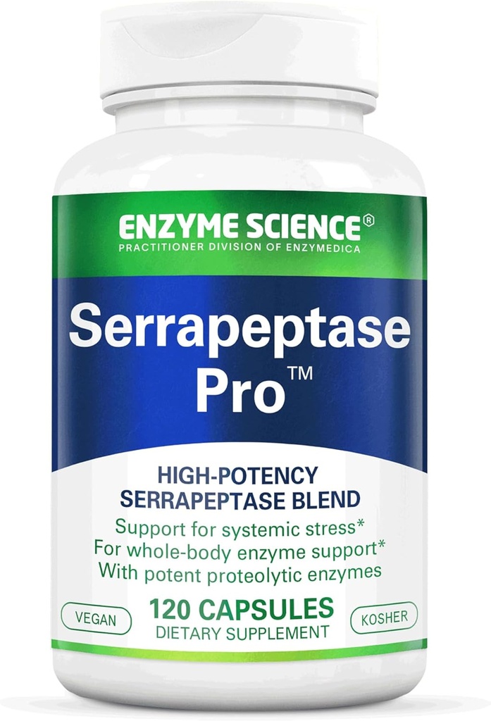 Enzyme Science Serrapeptase Pro, 120 Capsules - Serratiopeptidase Supplement for Sinus, Immune & Cardiovasculaire Ondersteuning