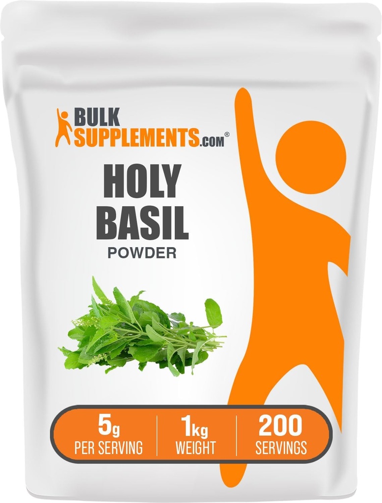 BulkSupplements.com Holy Basil Powder - Holy Basil Supplement, Holy Basil Leaf Powder - Tulsi Holy Basil, Herbal & Gluten Free, 5g per portie, 1kg (2,2 lbs) (verpakking van 1)