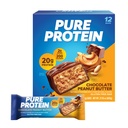 Pure Protein Bars, Hoge Proteïne, Nutrische snacks ter ondersteuning van energie, lage suiker, Glutenvrij, Chocolade Pindakaas, 1.76oz, 12 Tellen (Verpakking mei Vary)