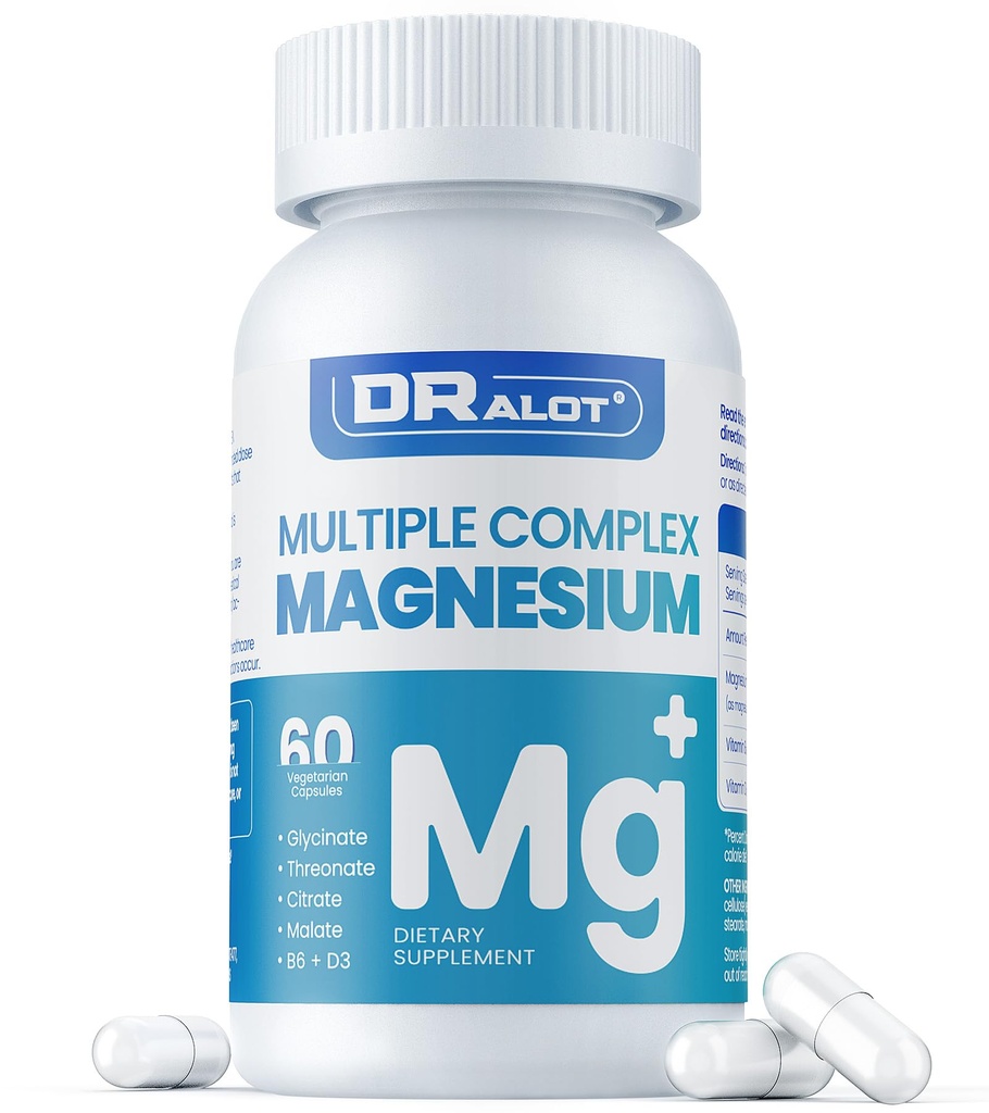 Quadruple Magnesium Supplement, 400 mg chelaat Magnesium Glycinaat, L-threonaat, Citrate & Malate 