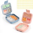 Dynippy Daily Pill Organizer 5 Compartments Portable Vocht Proof Kleine pil Case voor Pocket Purse Travel Pill Box Portable Medicine Vitamine Fish Oil Holder Container (Blauw Roze)