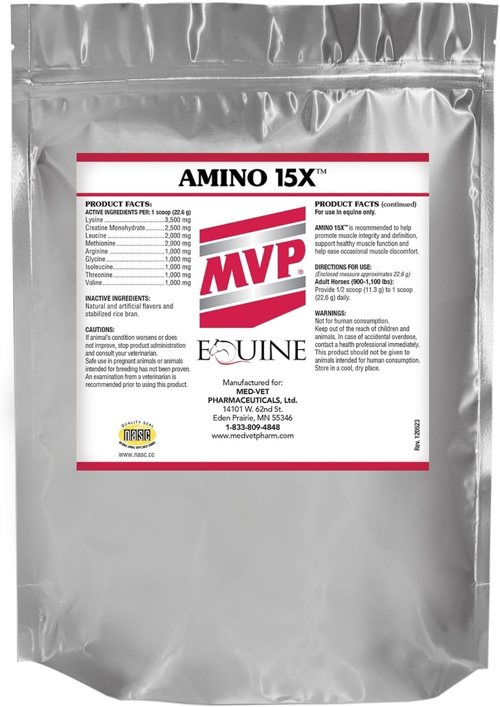 Amino 15X (3 lb) -Ondersteunt gezonde spierfunctie, ontwikkeling en reparatie in paarden