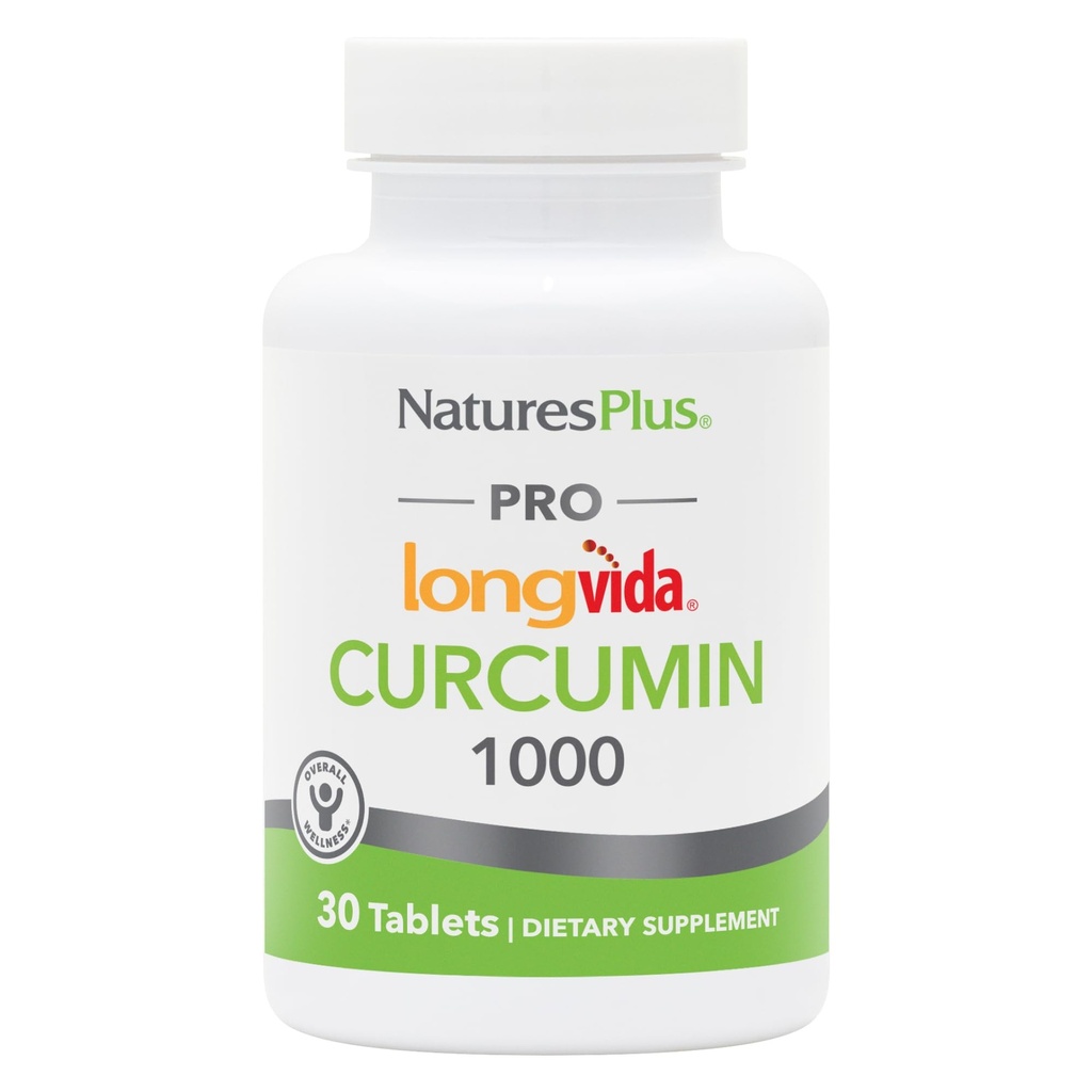 NaturesPlus PRO Longvida Curcumin 1000 mg - 30 tabletten - bevordert gezonde vrije radicale bescherming - Non-GMO, veganistisch en glutenvrij - 30 porties