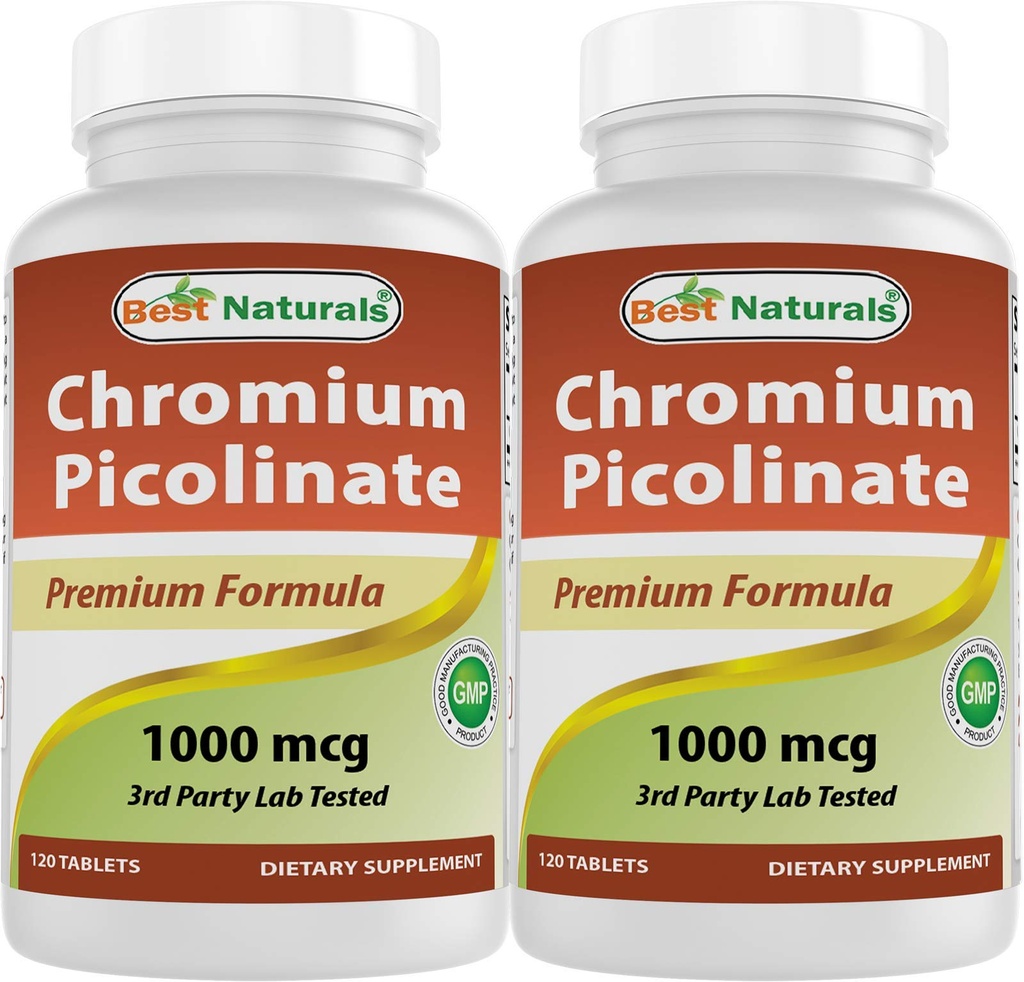 Best Naturals Chroom Picolinaat 1000 mcg 120 tabletten (verpakking van 2)
