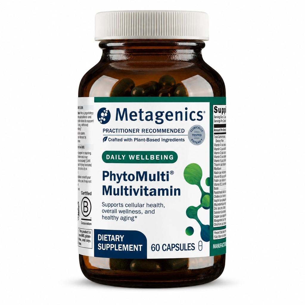 Metagenics PhytoMulti Multivitamine - 20+ Essentiële Vitaminen en Mineralen met Phytonutriënten - Ondersteunt gezonde veroudering, Cellulaire Gezondheid, Energie en Immune Functie - Non-GMO & Glutenvrije - 60 Capsules