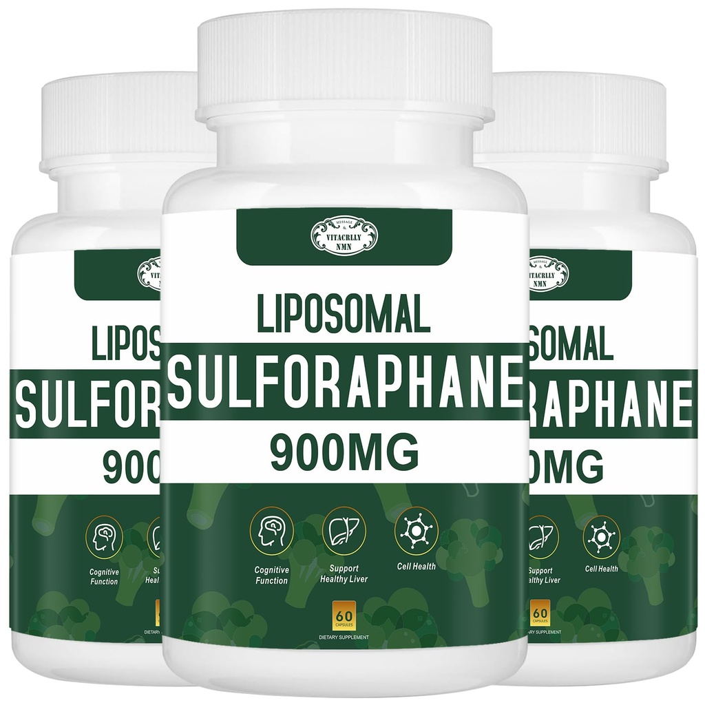 900MG Liposomal Sulforaphane Supplement Broccoli Extract, Liver Supplement for Antioxidant, Digestion, Cellular Health 180 Capsules