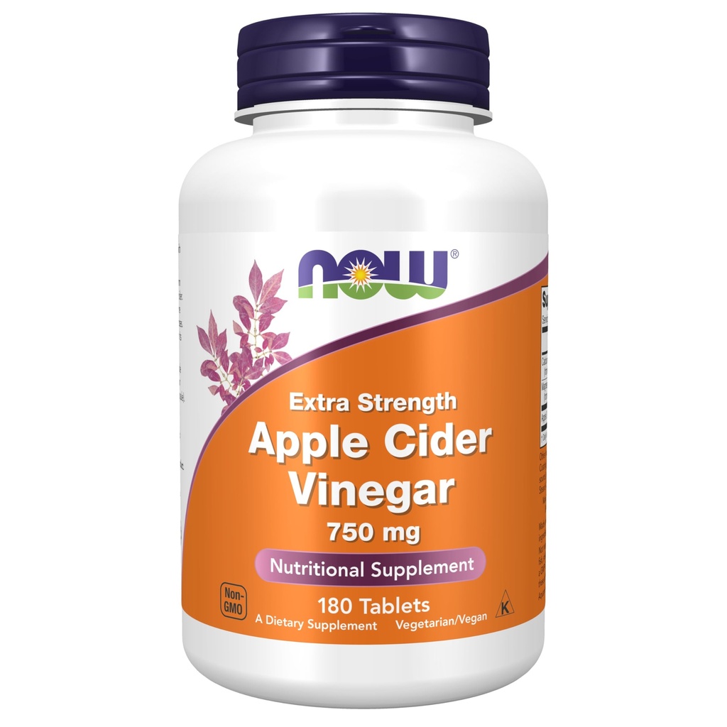 NU Foods Supplementen, Apple Cider Vinegar 750 mg, van Fermentation of Sweet Apple Cider, Extra Sterkte, 180 tabletten