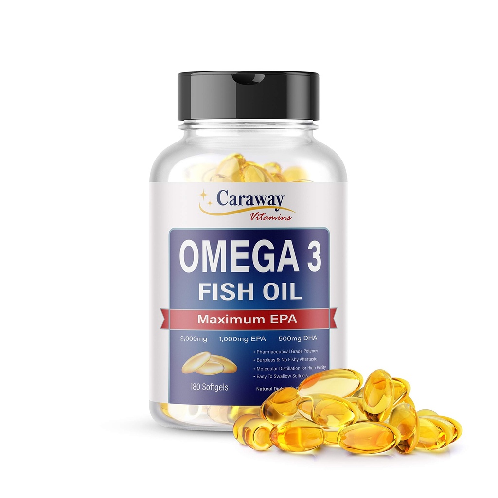 Omega 3 Fish Oil 2000mg farmaceutische kwaliteit. 1000mg EPA 500mg DHA. Burpless Capsules zonder Fishy Aftersmaak. Alle natuurlijke, biologische, niet GGO, Glutenvrij voor mannen en vrouwen.
