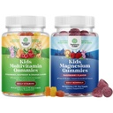 Bundel van kinderen Multivitamine Gummies voor Immuniteit Ondersteuning met vitamines A C D3 E B en zink en kinderen Magnesium Gummies - Kalm ontspannen Mag Citrate met Raspberry Flavor voor nerve & Heart Health