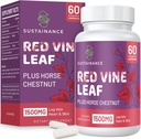 Red Vine Leaf Extract 1400mg & Horse Chestnut Extract 100mg Supplement Diet for Leg, Vein, Circulation, Heart, Skin (60 Capsules)