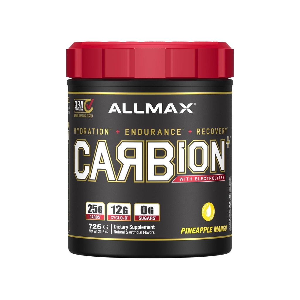 ALLMAX Nutrition - CARBION+ Workout Hydration Supplement Powder met Elektrolyten, Ondersteunt Endurance, Herstel, en Oefening Performance, Glutenvrij en Veganistisch, Ananas Mango, 25 Servers