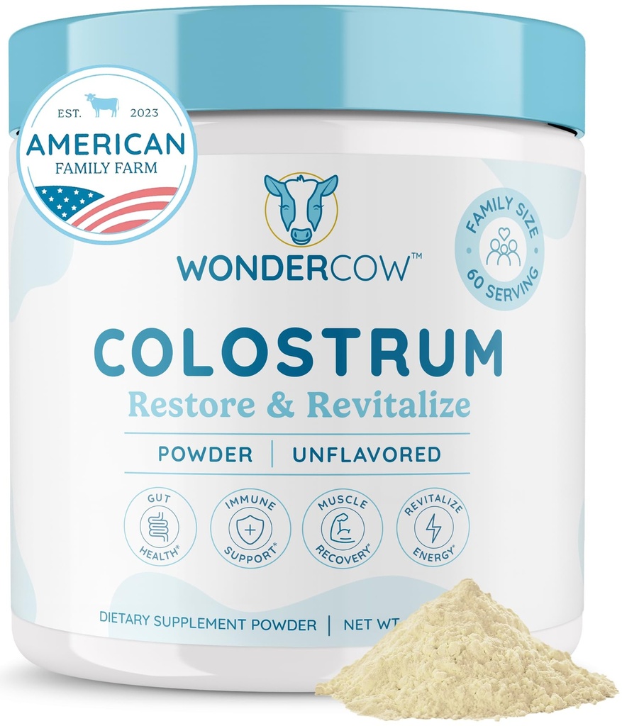 WONDERCOW Colostrum Supplement Powder for Gut Health, Immune Support, Muscle Recovery & Wellness 