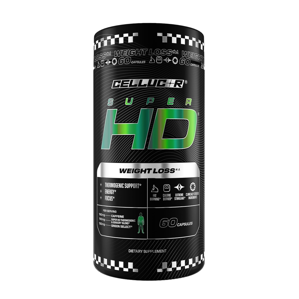 Cellucor SuperHD Thermogenic Fat Burner Weight Loss Supplement, Appetite Suppressant, & Energy Booster Capsimax, Green Tea Extract, 160mg Cafeïne & meer 60 Capsules (Verpakking mei Vary)