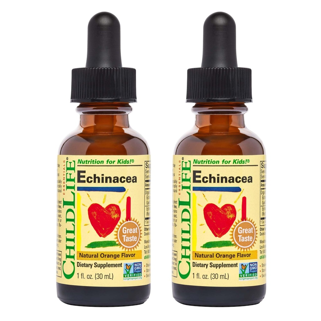 KINDLIFE ESSENTIËLES Echinacea voor kinderen - Kinderen Echinacea druppels, vloeibare tinctuur, alcoholvrije supplement voor baby's, peuters, kinderen - natuurlijk oranje, 1 Fl Oz (pakket van 2)