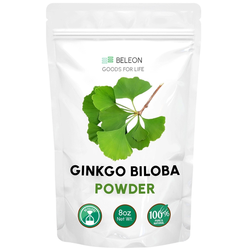 Ginkgo Biloba Poeder 8 oz - Pure Natural Supplement, Hersenondersteuning, Mentale Alertheid, Filler Gratis