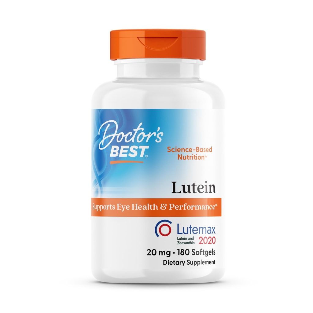 Dokter's Best Lutein, 20 mg, Ondersteunt Eye Health & Performance, Non-GMO, Glutenvrij 180 Softgels