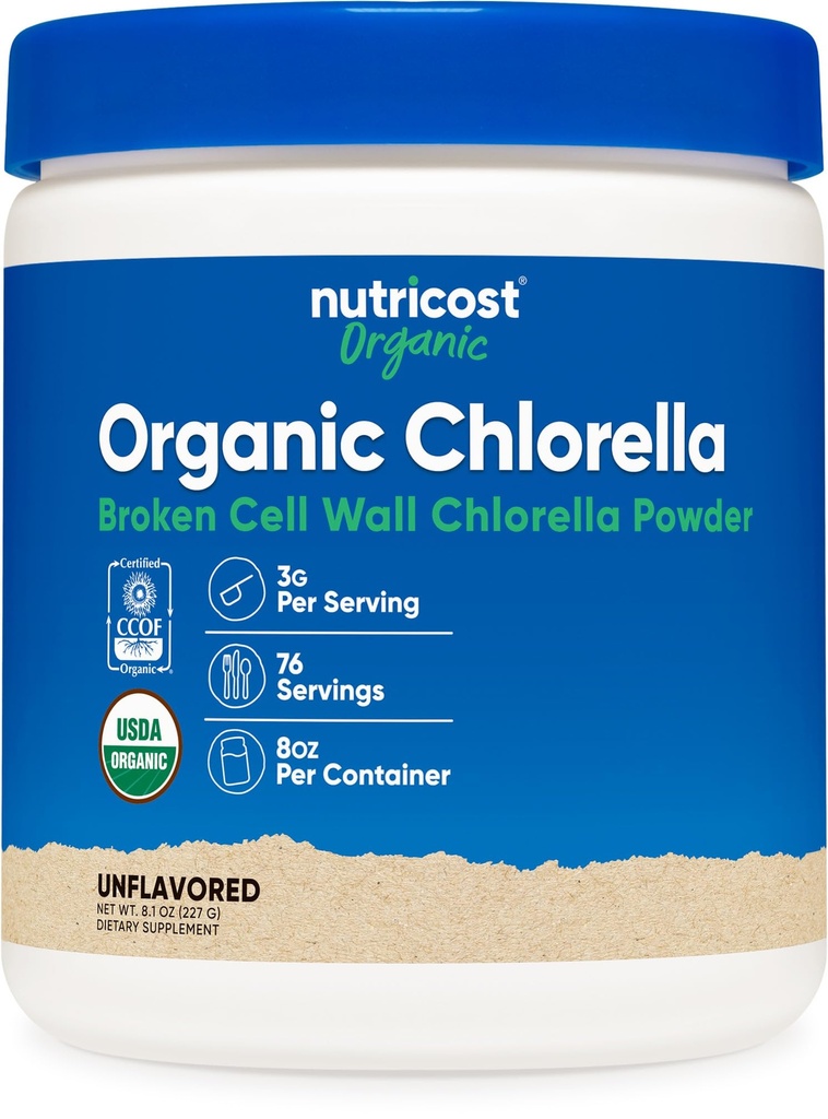 Nutricost Biologische Chlorella Poeder 8oz - 3000mg per portie - Non-GMO, Glutenvrij