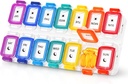 Fullicon Vocht Proof Pillen Organisator 2 keer per dag, Grote Pillendoos 7 dagen, Spill Proof Pillendoos, Reizen Pillendoos, Medicine PillenOrganisator met Veilige deksels, Dagelijkse PillenOrganisator (Rainbow Clear)