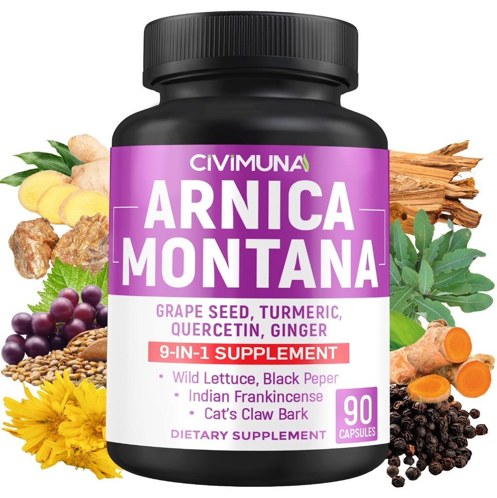Arnica Capsules met Arnica, Grape Seed, Kurkuma en meer - 90 Capsules voor 3 maanden levering