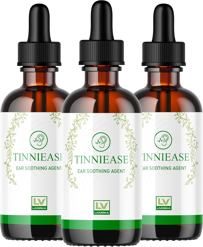 LIVORKA (3 verpakkingen) Tinnieasedruppels, Tinnieasedruppels voor gehoorondersteuning, Tinni Ease Drops, Tinniease oordruppels, 3 flessen voor 90 dagen