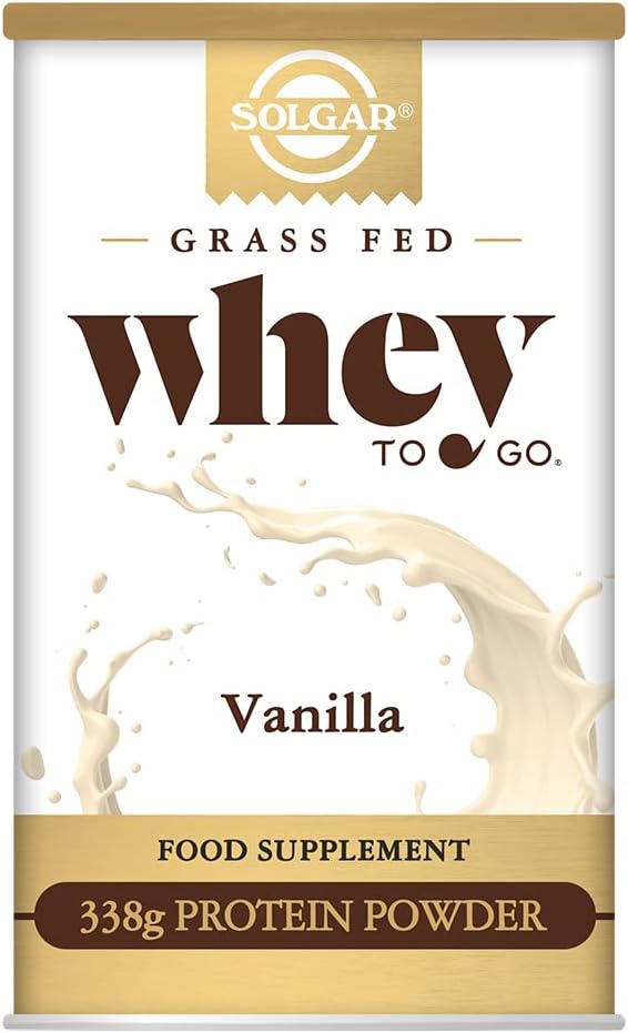 Solgar Grass Fed Whey to Go Proteïnepoeder Vanille, 11,9 oz - 20 g Grass-Fed Proteïne van Nieuw-Zeeland koeien - Grote Proeverij & Mixes Makkelijk - Ondersteunt sterkte & herstel - 13 porties