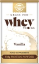 Solgar Grass Fed Whey to Go Proteïnepoeder Vanille, 11,9 oz - 20 g Grass-Fed Proteïne van Nieuw-Zeeland koeien - Grote Proeverij & Mixes Makkelijk - Ondersteunt sterkte & herstel - 13 porties