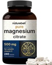 NatureBell Magnesium Citrate 500mg, 240 Capsules 