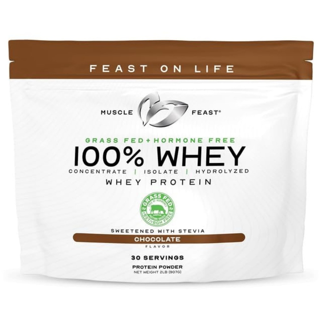 Muscle Feast 100% Gras Fed Wei Proteïne Poeder, Alle Natuurlijke Hormone Gratis Paure Verhoogd Wei Proteïne Poeder voor Vrouwen & Mannen- Wei Concentraat, Isolaat & Gehydrolyseerde Proteïne Poeder Blend - Chocolade, 2lb