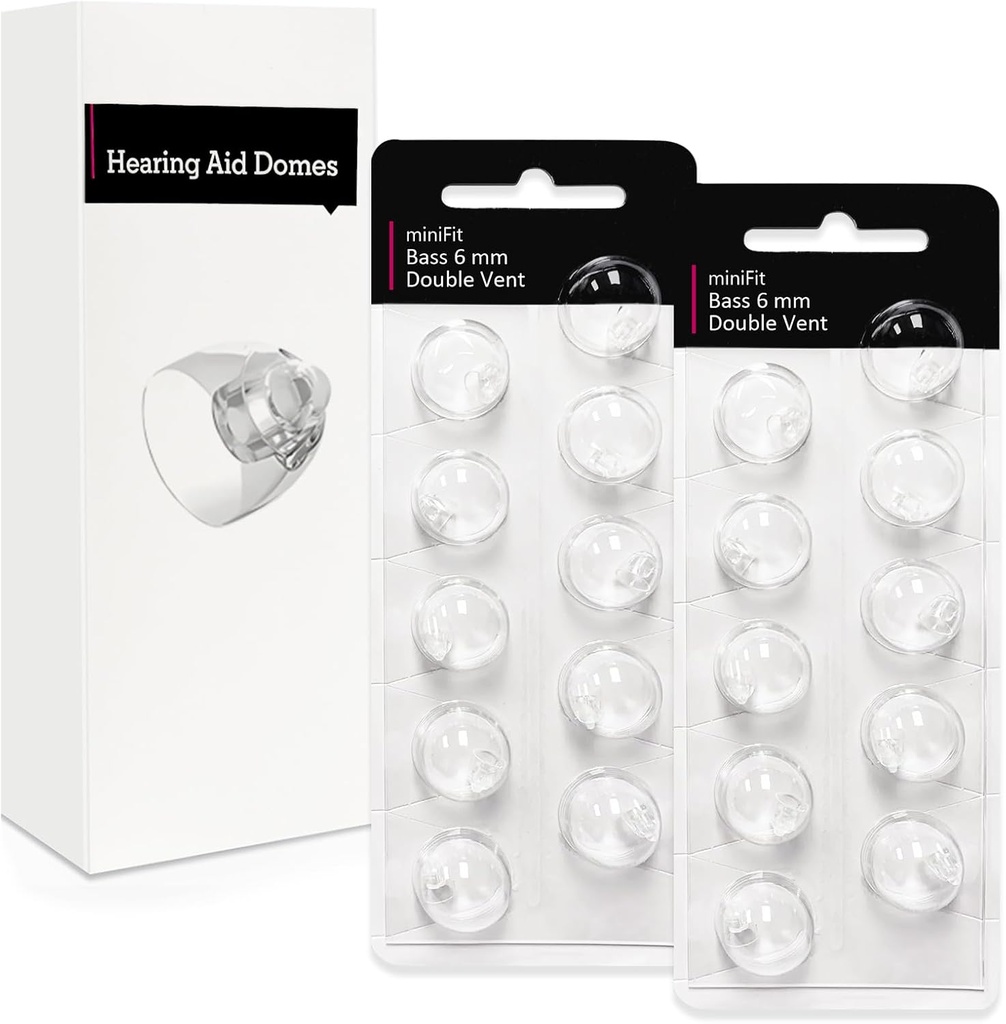 Dubbele Vent 6mm-Hoorhulp Domes voor Oticon Minifit, Oticon Hoortoestellen, Vervangingen Onderdelen Accessoires Universele Oticon Domes voor het horen van hulpmiddelen Reiniging Kits (20 st.)