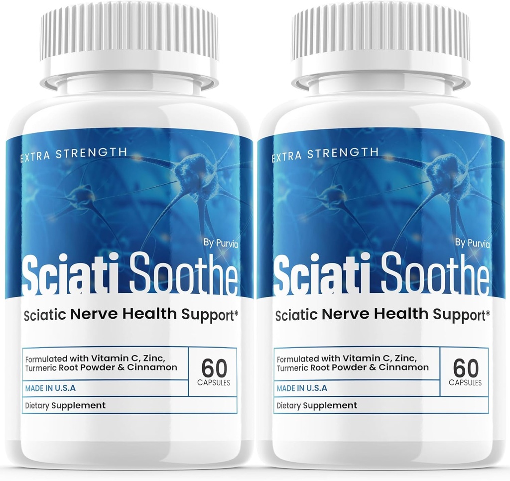 (2 Pack) Sciatisoote Supplement voor Sciatica, Sciati Soothe Zenuwgezondheid, Sciatisoote Capsules Vitaminen, Sciatisoote Geavanceerde Totale Wellness Ondersteuning Maximale sterkte Formule USA (120 Capsules)