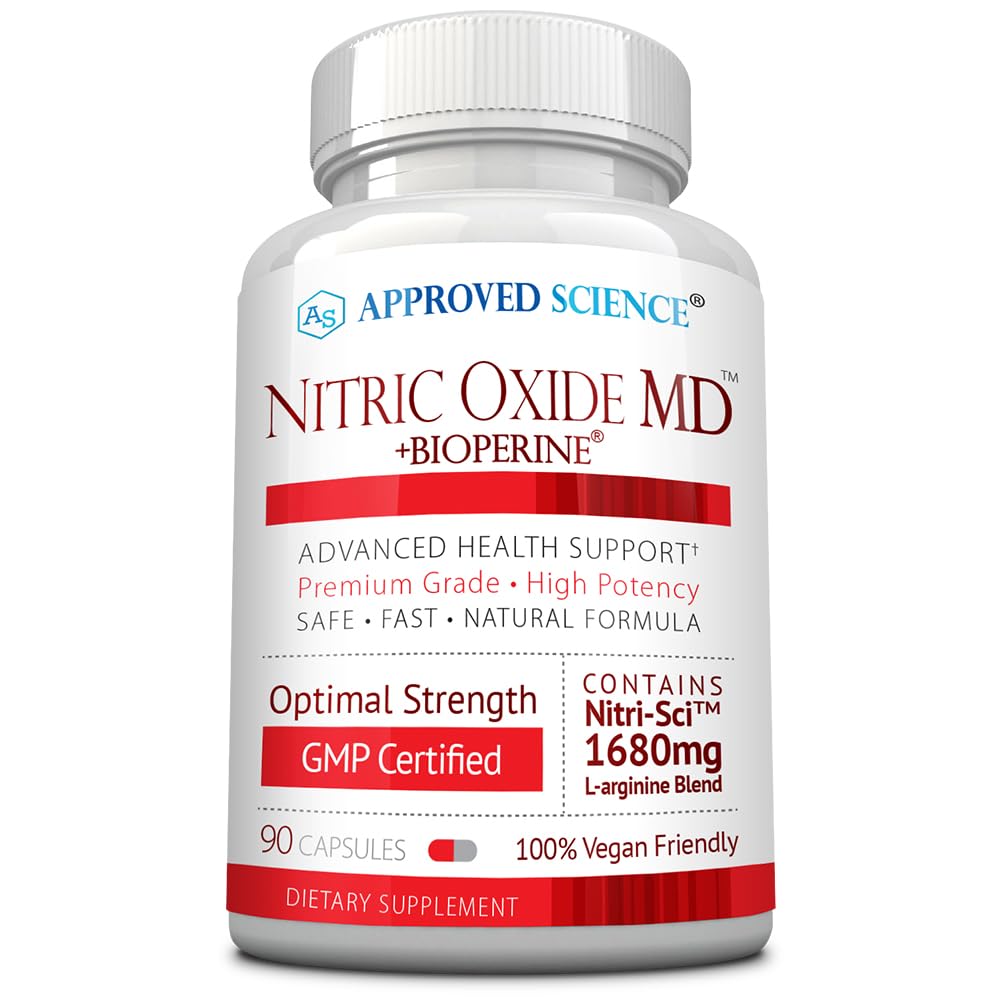 Goedgekeurde Wetenschap Nitric Oxide MD - Spierontwikkeling, Lean Body Mass, Verbeter Zuurstofvoorziening, Boost Energie - 90 Capsules - 1 Fles