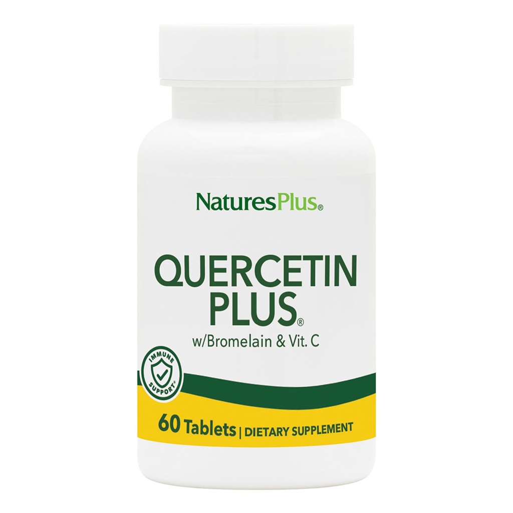 NaturesPlus Quercetine Plus met vitamine C & Bromelaine - 650 mg, 60 Vegetarische tabletten - Glutenvrij - 30 porties