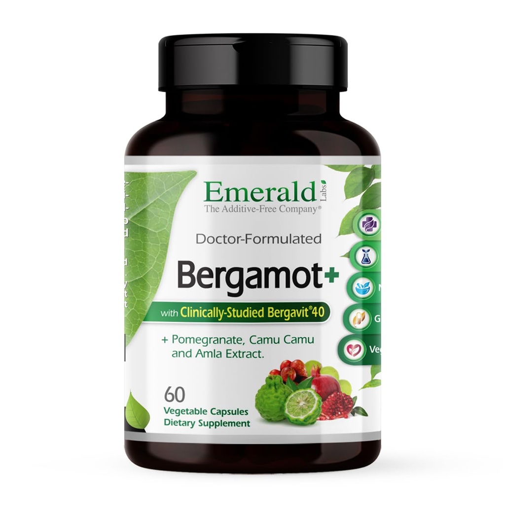 EMERALD LABS Bergamot+ - Ondersteunt het metabolisme en de gezondheid van het hart met Bergamot, Granaatappel, Amla & Camu Camu - Glutenvrij en Veganistisch - 60 plantaardige capsules (30 porties)