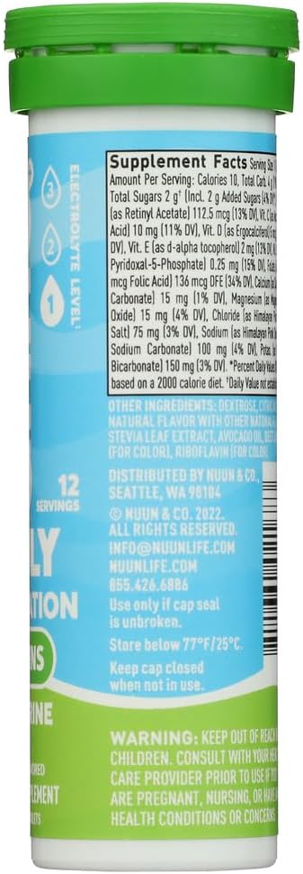 Nuun Vitaminen: Electrolyte + Vitaminen Drink Tablets, Tangerine Lime, 12 Tellen (pakket van 4)