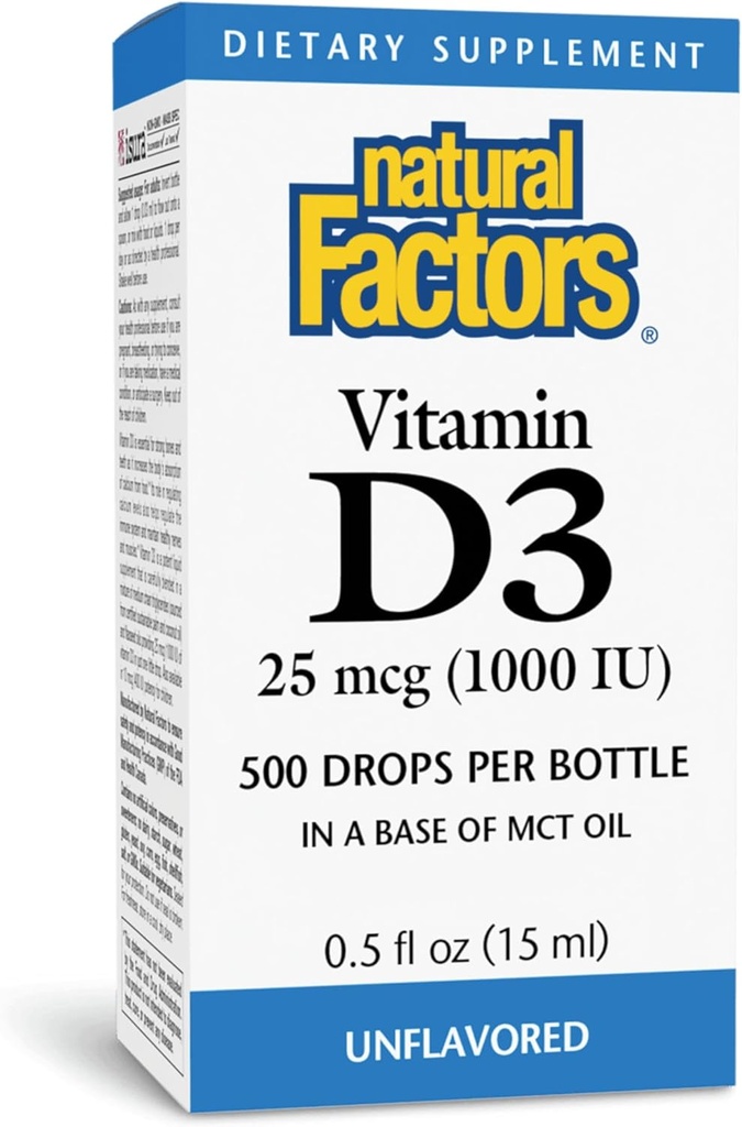 Natuurlijke factoren Vitamine D3 1000iu vloeibaar 0,5 OZ (Multi-pack)