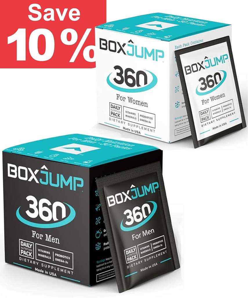BoxJump Dagelijkse Multivitamine voor vrouwen & mannen Pack van 2 - Essentiële Mineralen & Vitaminen voor mannen & vrouwen - Boost Energie, Immuun Ondersteuning, Verhoog Endurance - Vitamine D, C, A, E, B12+ 30 dagen Vitamine Packs