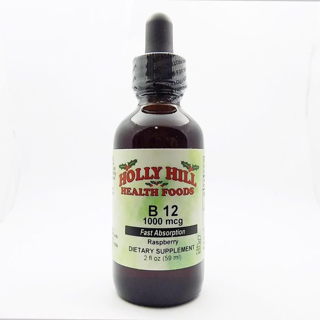 Holly Hill Health Foods, snelle absorptie B-12 1000 MCG, Framboos, 2 Ounce