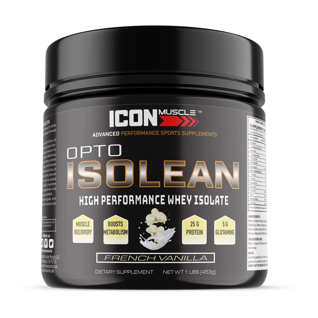 Isolean Wei Protein Isolaat Poeder, Vanille, Chocolade, Aardbei, Cookies & Crème, Gezouten Karamel, Chocolade Pindakaas, 1 Pond (Vanilla)
