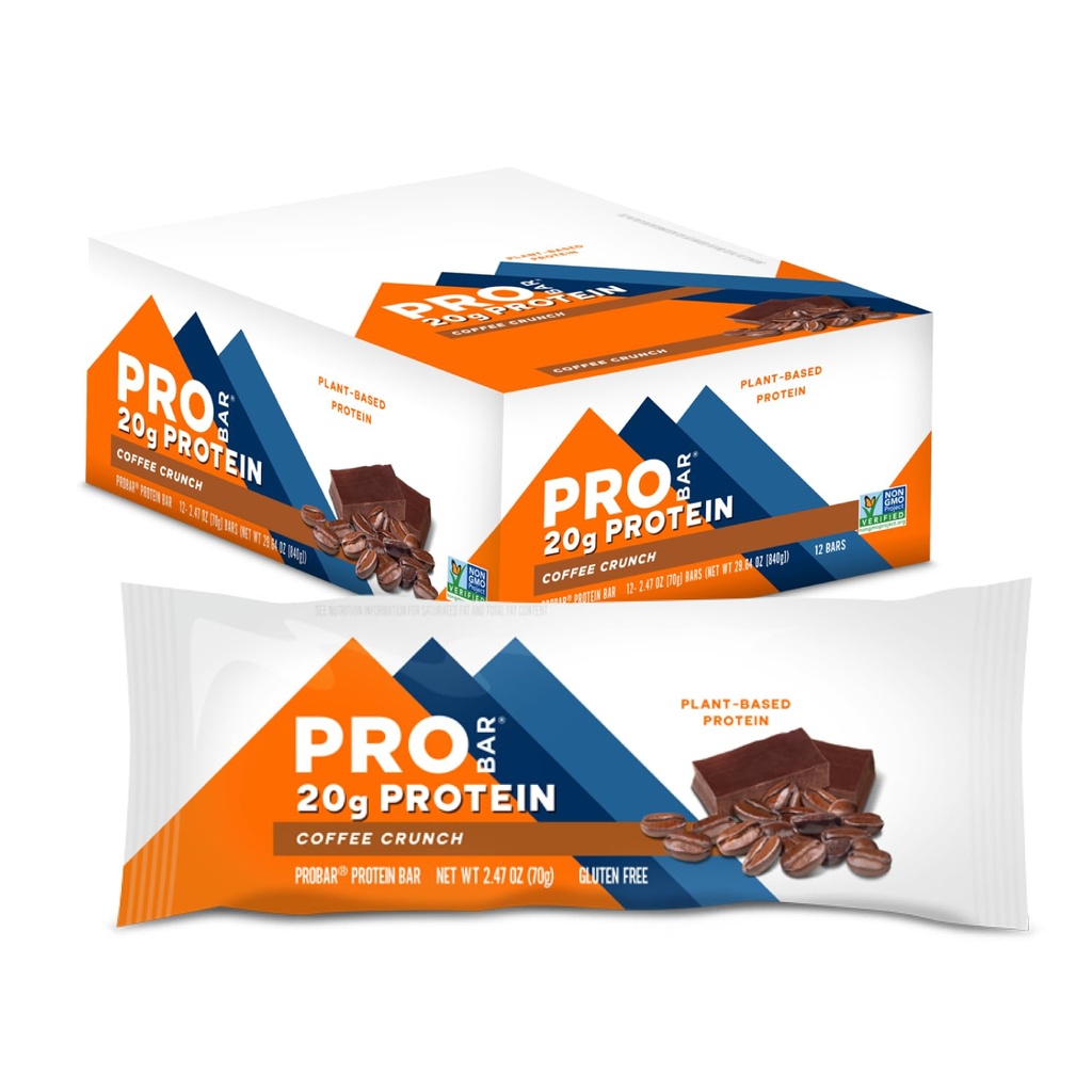 PROBAR - PROTEIN Bar, Coffee Crunch, Non-GMO, Glutenvrij, gezond, plantaardig, Whole-food Ingredients, Natural Energy (12 Tel.)