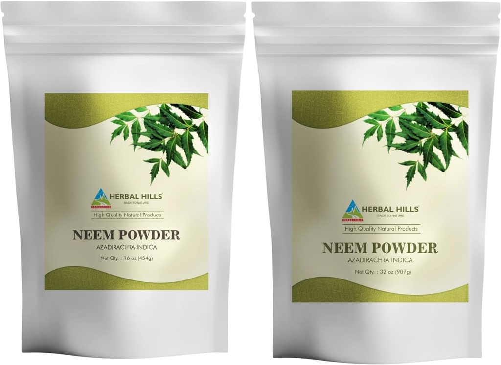 KRUIDENHILLEN Neem Bladpoeder Verse bladeren Pure Neem Supplement Pack van 2 Combo