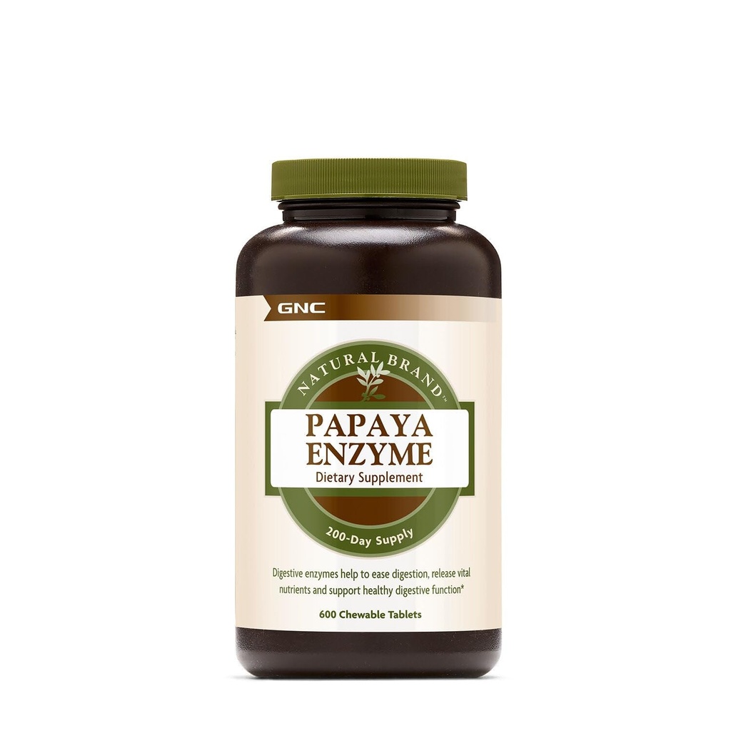 GNC Natural Brand Papaya Enzyme, Ondersteunt gezonde spijsverteringsfunctie, 600 tabletten