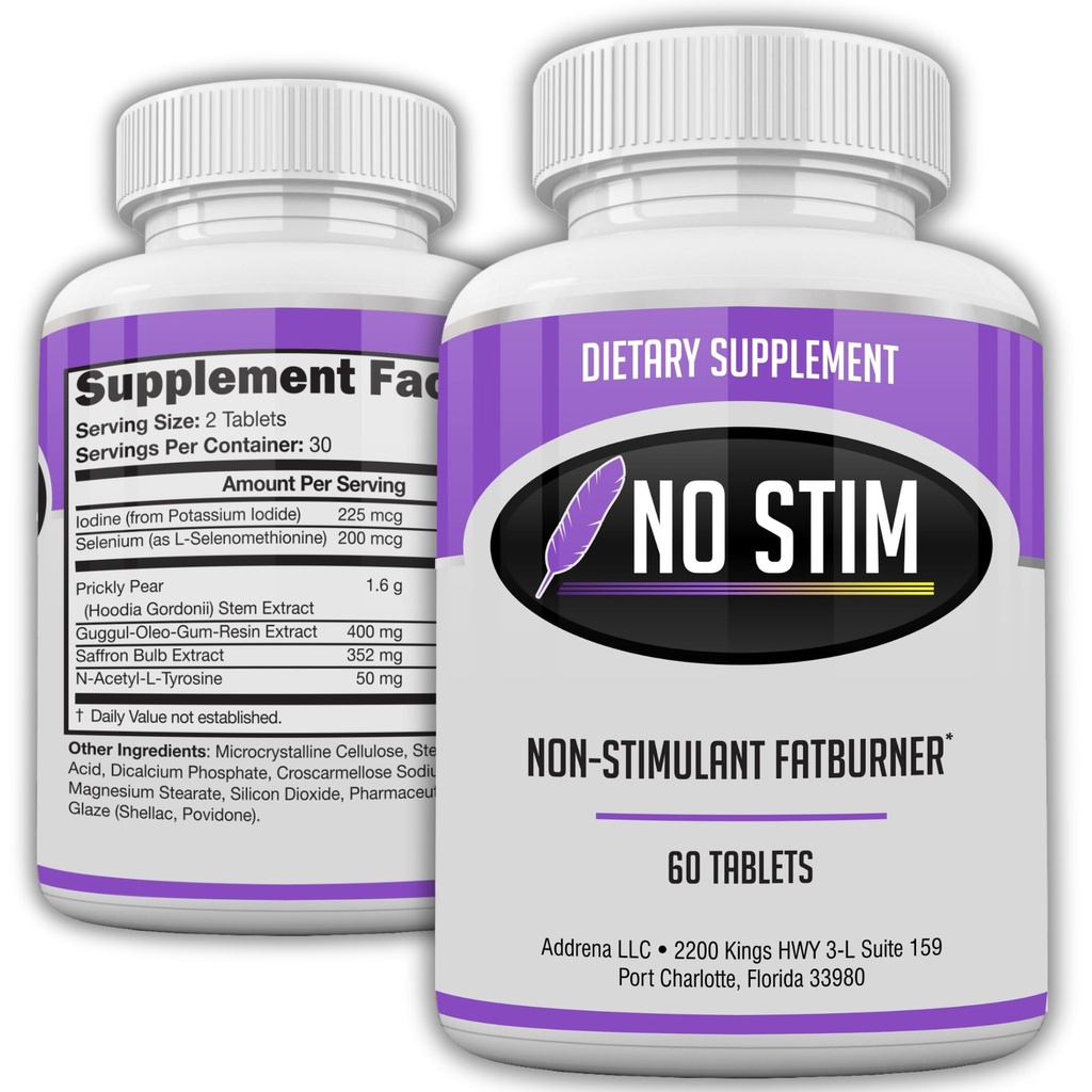 No-Stim Non Stimulant Fat Burner Diet Pillen die werk- Appetite Suppressant & Best Cafeïne Gratis gewichtsverlies supplement- Natuurlijke Thermogene vetverlies pil- 60 tabletten