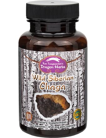 Dragon Kruiden - Wild Siberische Chaga Capsules - 100 Capsules, 450 mg Elke