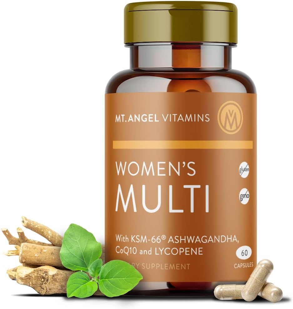 Mt. Angel Vitamins - Daily Womens Multivitamin - Adult Formula with Iron, Calcium, KSM-66 Ashwaganda, and a Potent Proprietary Herbal Blend of The Best Womens Vitamins - 60 Count Capsules
