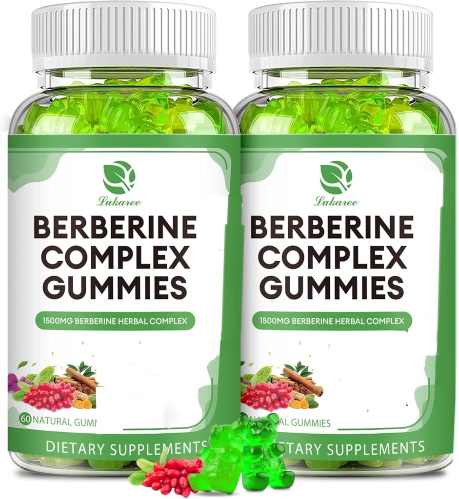 Berberine Complex Gummies- Berberine met Ceylon Cinnamon, Kurkuma, Milk Thistle Bitter Meloen voor Algemene Immune Health -120 Tellingen